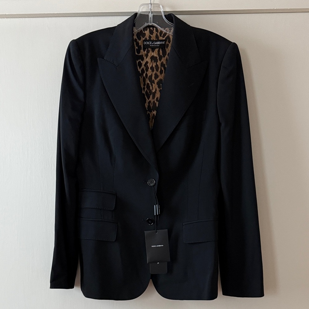 Dolce & Gabbana Black Blazer with Leopard Lining